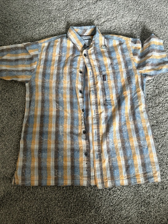 Columbia Other - Columbia Short-Sleeve Plaid Button-Down Shirt — Blue and orange